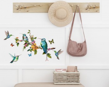 Watercolour Flying Birds on The Tree Branches Watercolour Flying Birds on The Tree Branches